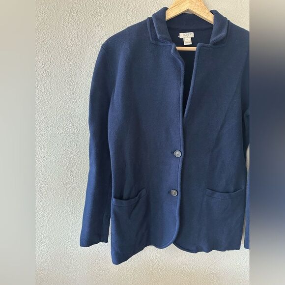 J Crew Women’s 100% Cotton Knit Sweater Blazer Navy Size XS - Picture 3 of 5